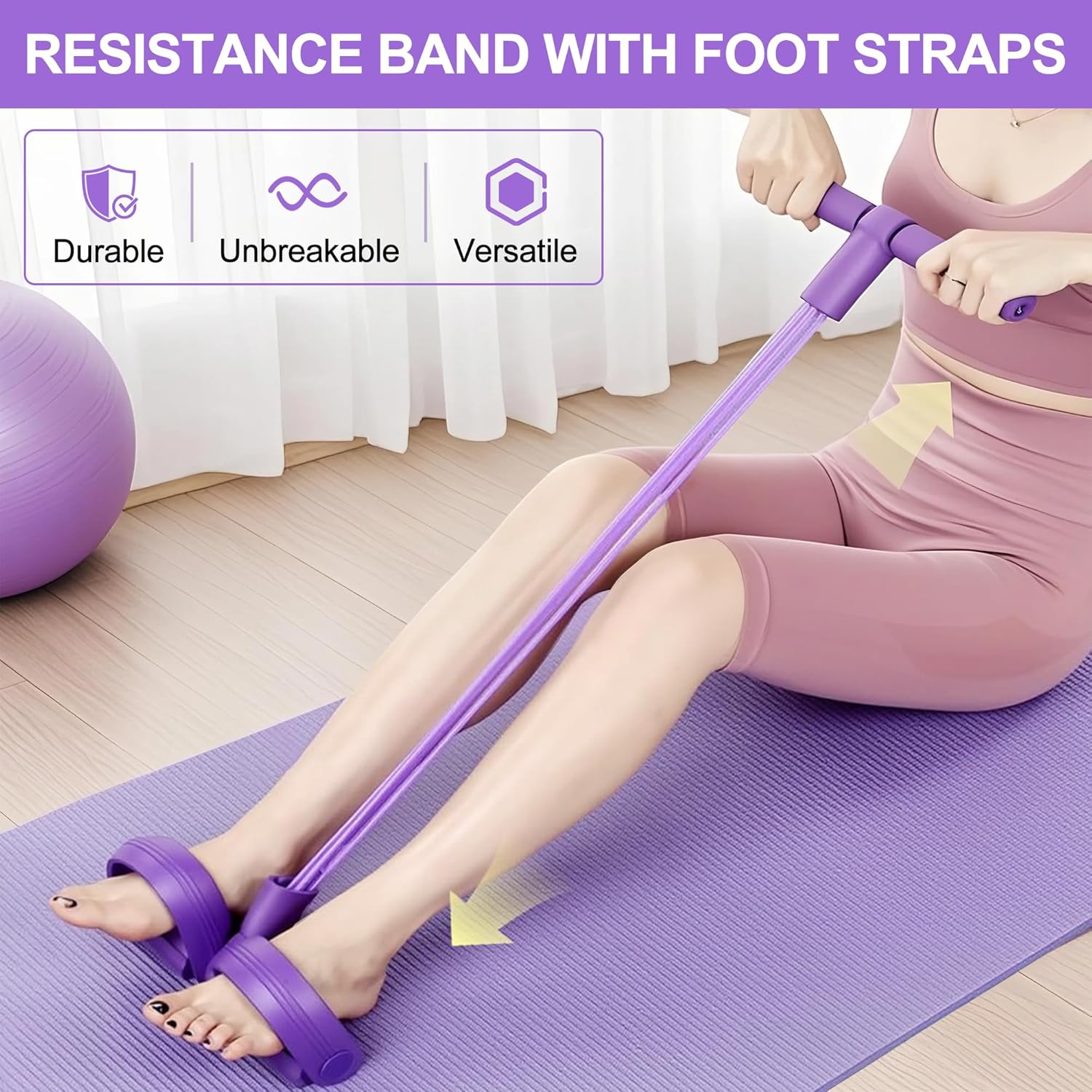 Sports Equipment Nearby - حبل مقاومة متعدد الوظائف بأربع أنابيب،