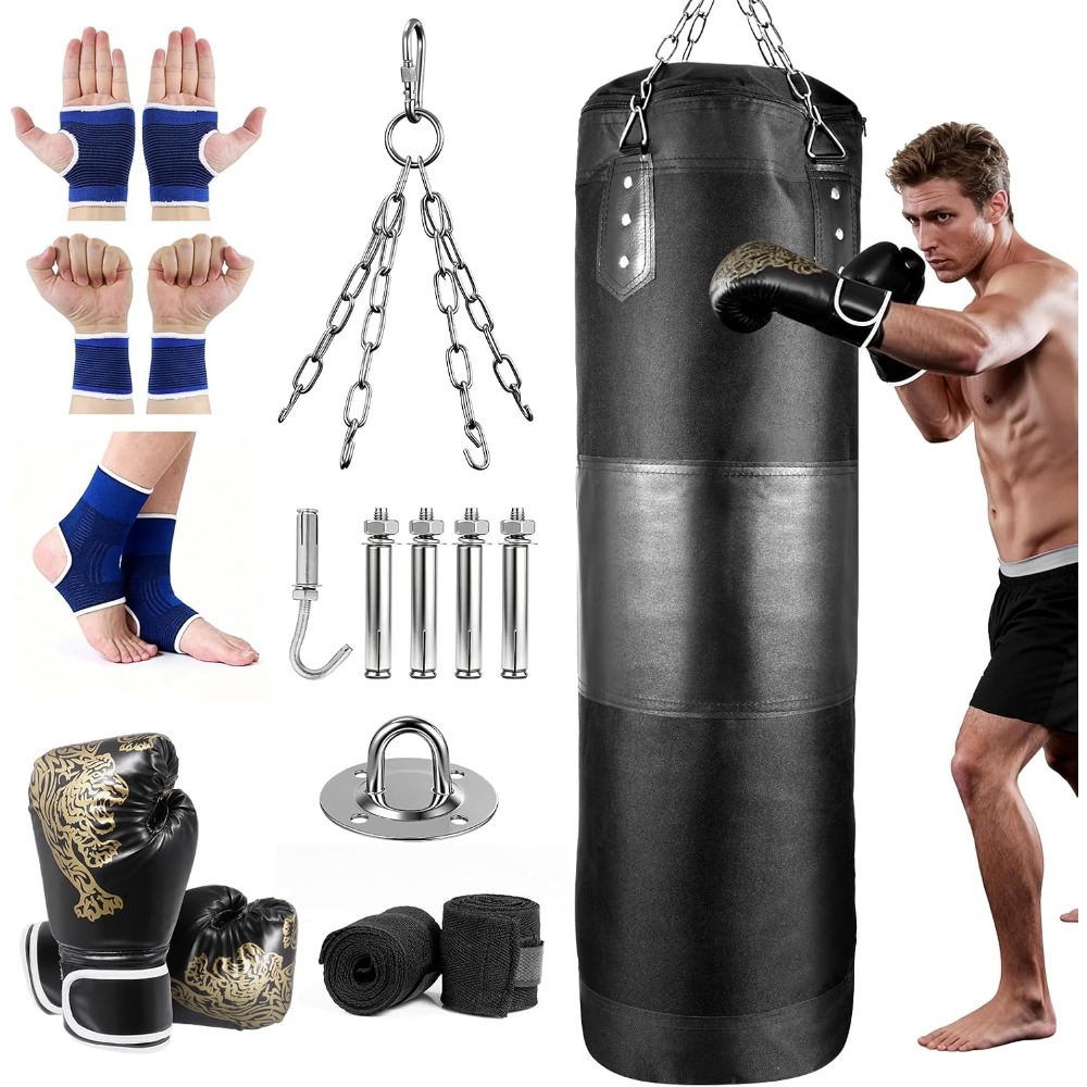 Boxing Glove Set - كيس ملاكمة للبالغين مصنوع من الجلد،